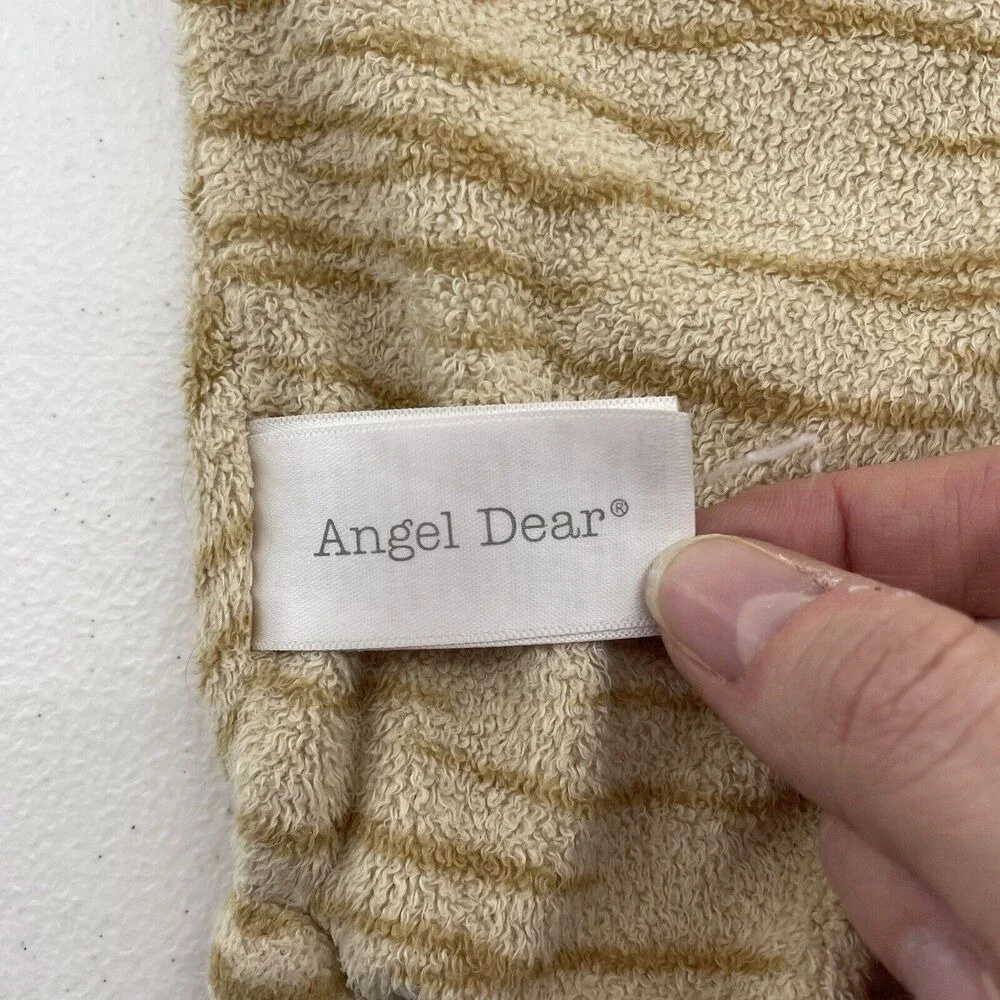 Angel Dear Lovey Baby Security Blanket Plush Beige Tan Tiger Embroidered‎ Face